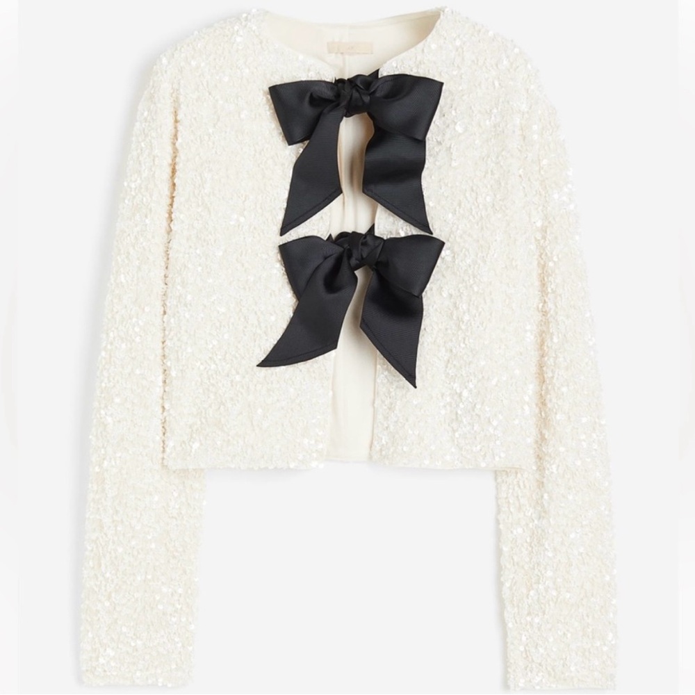 H&M Sequin tie Front Top Size XS